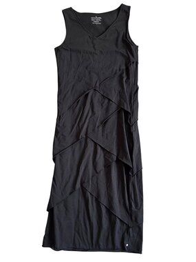Neon Buddha Womens Sz Large Black Sleeveless Tiered Long Dress